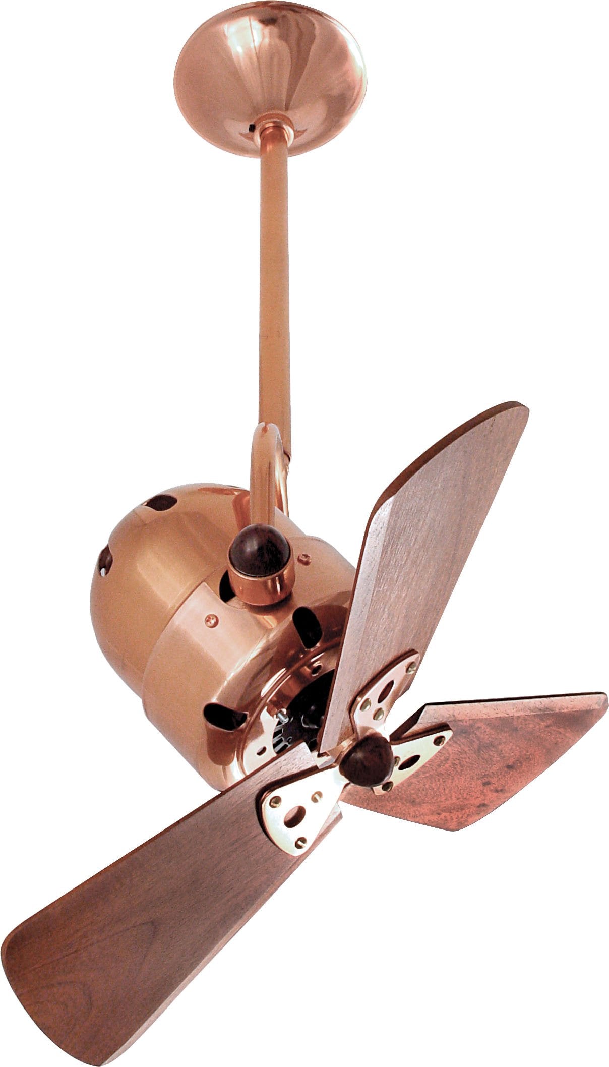 Matthews Fan BD-BRCP-WD Bianca Direcional ceiling fan in Brushed Copper finish with solid sustainable mahogany wood blades.