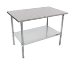 John Boos ST6-3030GSK Stallion Stainless Steel Flat Top Work Table with Adjustable Glavanized Lower Shelf and Legs, 30" Length x Width