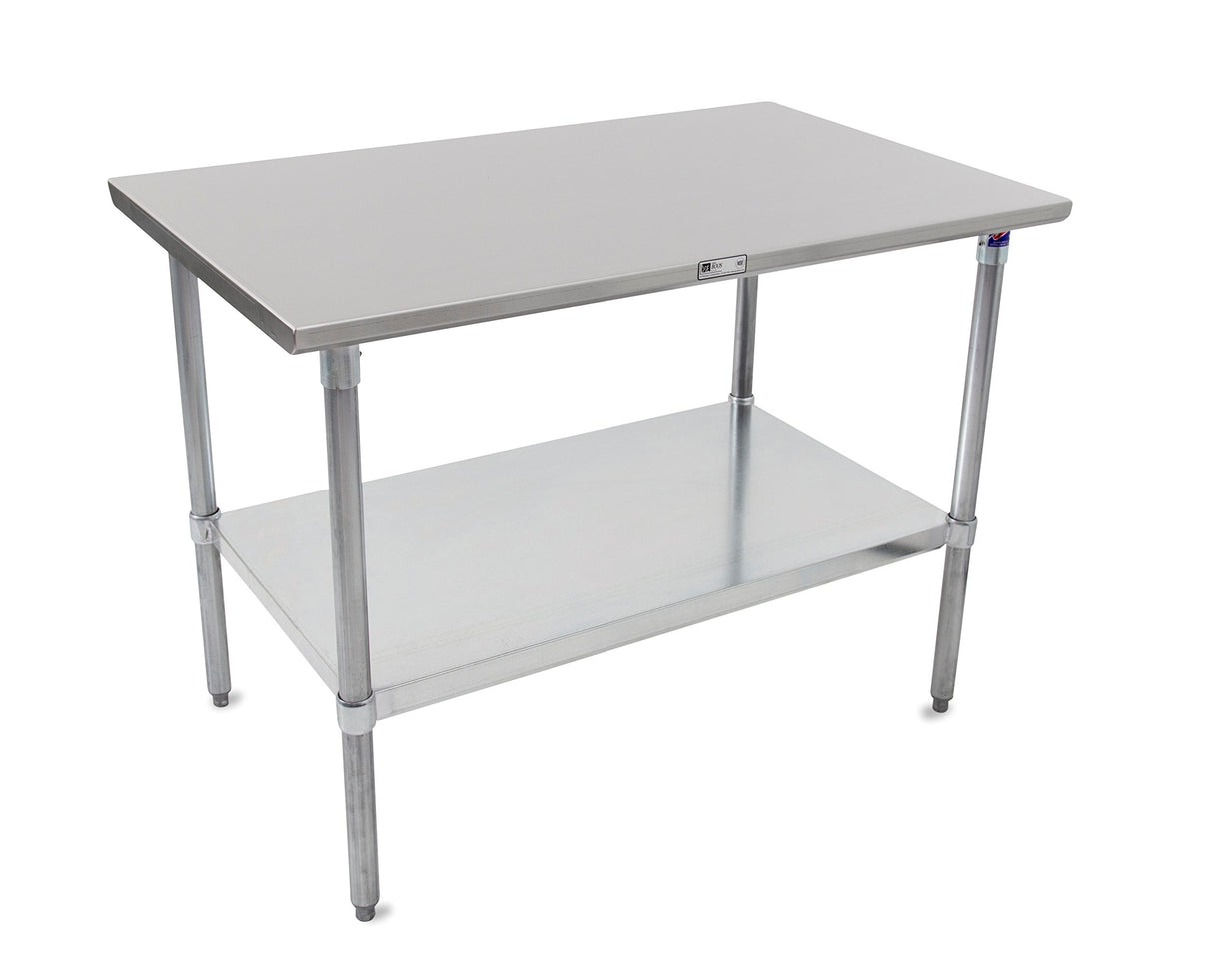 John Boos ST6-3060GSK Stallion Stainless Steel Flat Top Work Table with Adjustable Glavanized Lower Shelf and Legs, 60" Length x 30" Width