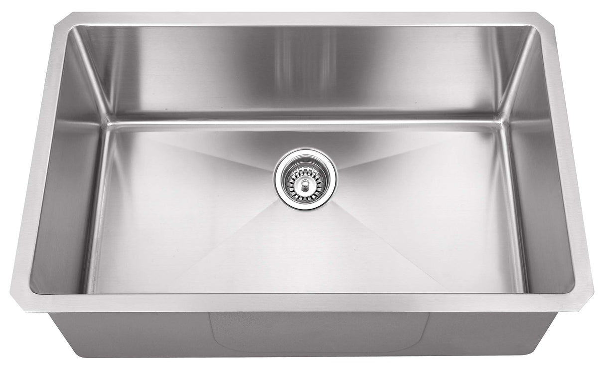 Hardware Resources HMS200 32" L x 19" W x 10" D Undermount 16 Gauge Stainless Steel Single Bowl Sink