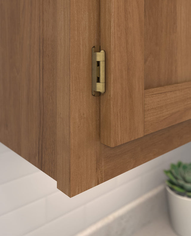 Amerock Cabinet Hinge 3/8 inch (10 mm) Inset Hinge Burnished Brass 2 Pack Self-Closing Hinge Partial Wrap Hinge Cabinet Door Hinge