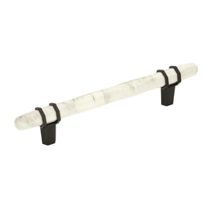Amerock Cabinet Pull Marble White/Black Bronze 5-1/16 inch (128 mm) Center to Center Carrione 1 Pack Drawer Pull Drawer Handle Cabinet Hardware