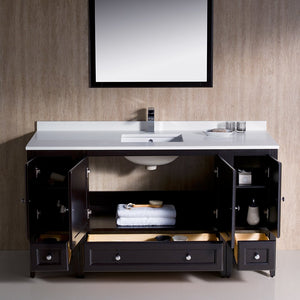 Fresca FVN20-123612ES Fresca Oxford 60" Espresso Traditional Bathroom Vanity