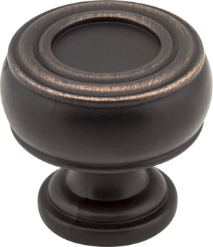 Jeffrey Alexander 127DBAC 1-3/16" Diameter Brushed Oil Rubbed Bronze Barrel Bremen 2 Cabinet Knob