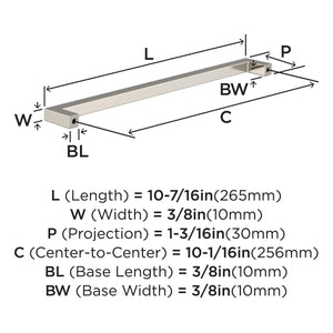 Amerock BP36910G10 Satin Nickel Cabinet Pull 10-1/16 in (256 mm) Center-to-Center Cabinet Handle Monument Drawer Pull Kitchen Cabinet Handle Furniture Hardware