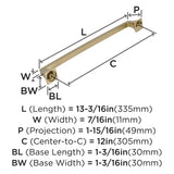 Amerock Appliance Pull Golden Champagne 12 inch (305 mm) Center to Center Mulholland 1 Pack Drawer Pull Drawer Handle Cabinet Hardware