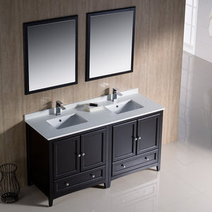 Fresca FVN20-3030ES Fresca Oxford 60" Espresso Traditional Double Sink Bathroom Vanity