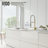 VIGO VG02007MGK1 27" H Zurich Single-Handle with Pull-Down Sprayer Kitchen Faucet with Deck Plate in Matte Gold