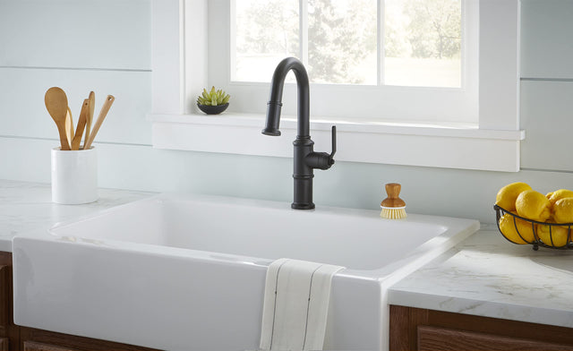 Gerber D150537BS Satin Black Kinzie Single Handle Pull-down Prep Faucet