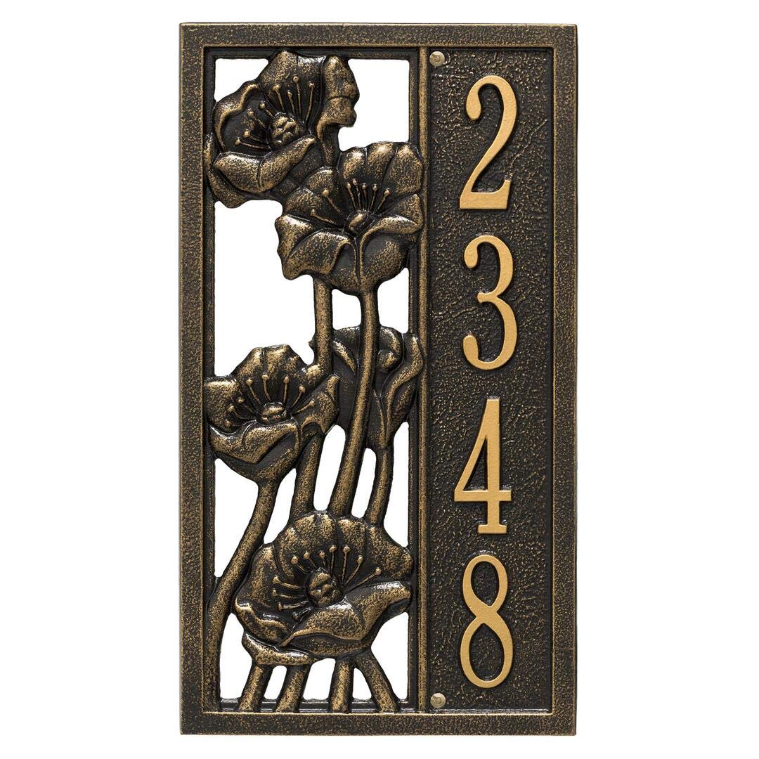 Whitehall 3111BG - Personalized Flowering Poppies Plaque - Vertical - 1 Line