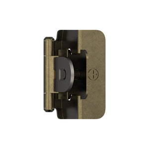 Amerock Double Demountable Cabinet Hinge 1/2 inch (13 mm) Overlay Hinge Burnished Brass 2 Pack Self-Closing Hinge Cabinet Door Hinge