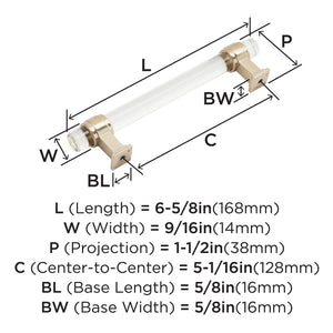 Amerock Cabinet Pull Clear/Champagne Bronze 5-1/16 inch (128 mm) Center to Center Glacio 1 Pack Drawer Pull Drawer Handle Cabinet Hardware