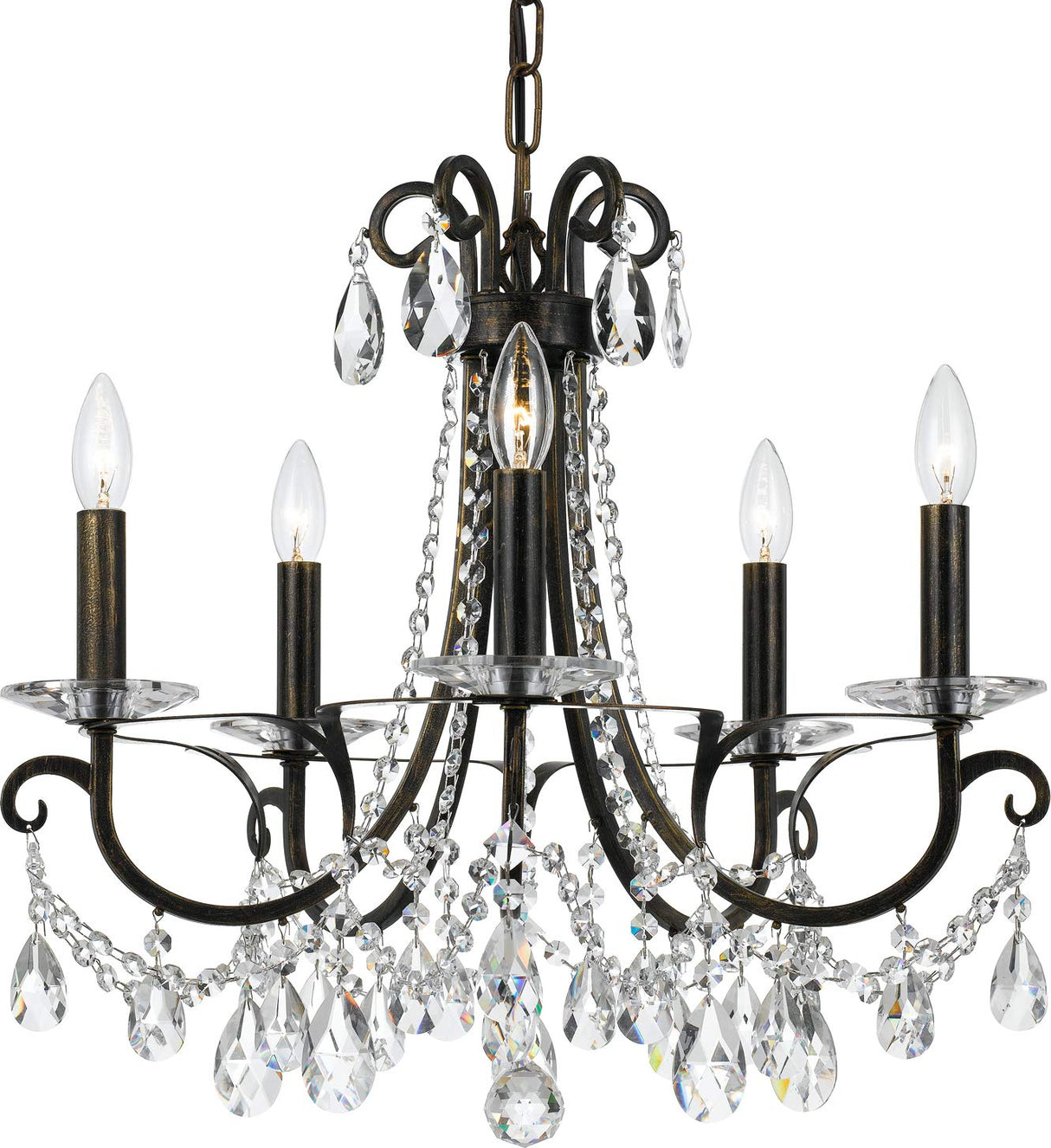 Crystorama 6825-EB-CL-MWP Othello 5 Light Clear Crystal English Bronze Chandelier