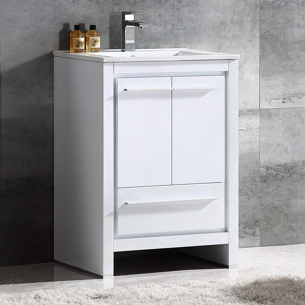 Fresca FCB8125WH-I Fresca Allier 24" White Modern Bathroom Cabinet w/ Sink