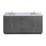 Avanity Austen 73 in. Vanity Combo in Twilight Gray with Silver Trim and Carrara White Marble Top 