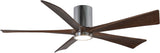 Matthews Fan IR5HLK-CR-WA-60 IR5HLK five-blade flush mount paddle fan in Polished Chrome finish with 60” solid walnut tone blades and integrated LED light kit.