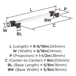 Amerock BP36661CORB Clear/Oil-Rubbed Bronze Cabinet Pull 8 in (203 mm) Center-to-Center Cabinet Handle Glacio Drawer Pull Kitchen Cabinet Handle Furniture Hardware