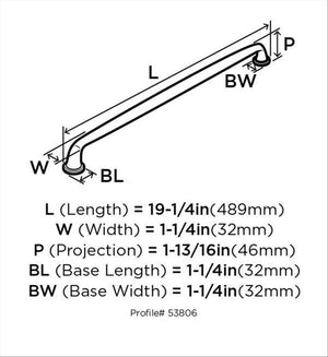 Amerock Appliance Pull Polished Nickel 18 inch (457 mm) Center to Center Kane 1 Pack Drawer Pull Drawer Handle Cabinet Hardware