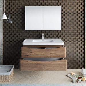 Fresca FVN9040RW Fresca Tuscany 40" Rosewood Wall Hung Modern Bathroom Vanity w/ Medicine Cabinet