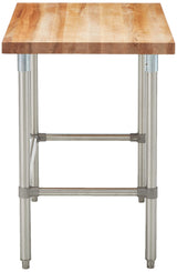 John Boos SNB09 Maple Top Work Table with Stainless Steel Base and Bracing, 60" Long x 30" Wide 1-3/4" Thick