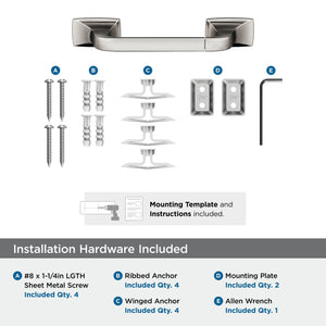 Amerock BH36011G10 Brushed Nickel Pivoting Double Post Toilet Paper Holder 10-5/8 in. (270 mm) Toilet Tissue Holder Highland Ridge Bath Tissue Holder Bathroom Hardware Bath Accessories