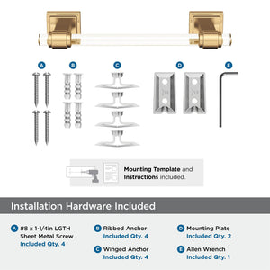 Amerock BH36065CCZ Clear/Champagne Bronze Towel Bar 8 in. (203 mm) Towel Rack Glacio Bathroom Towel Holder Bathroom Hardware Bath Accessories