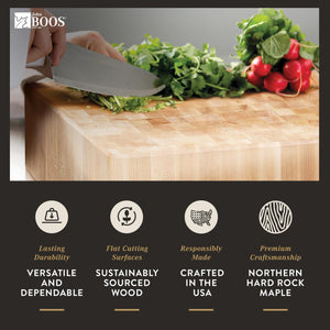 John Boos BB02 Large Maple Wood Cutting Board for Kitchen 30 x 24 Inches, 6 Inches Thick Non-Reversible Charcuterie End Grain Block with Oil Finish 30X24X6 MPL-END GR-REV-CHOP BLOCK