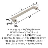 Amerock Cabinet Pull Polished Nickel 6-5/16 inch (160 mm) Center to Center Blackrock 1 Pack Drawer Pull Drawer Handle Cabinet Hardware