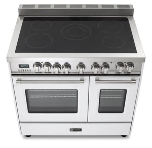 Verona VPFSEE365DW Prestige 36" Electric Glass Top Double Oven Range - White