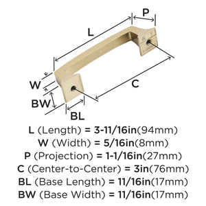 Amerock Cabinet Pull Champagne Bronze 3 inch (76 mm) Center to Center Mulholland 1 Pack Drawer Pull Drawer Handle Cabinet Hardware