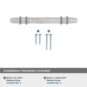 Amerock Cabinet Pull Marble White/Satin Nickel  3-3/4 inch (96 mm) Center to Center Carrione 1 Pack Drawer Pull Drawer Handle Cabinet Hardware