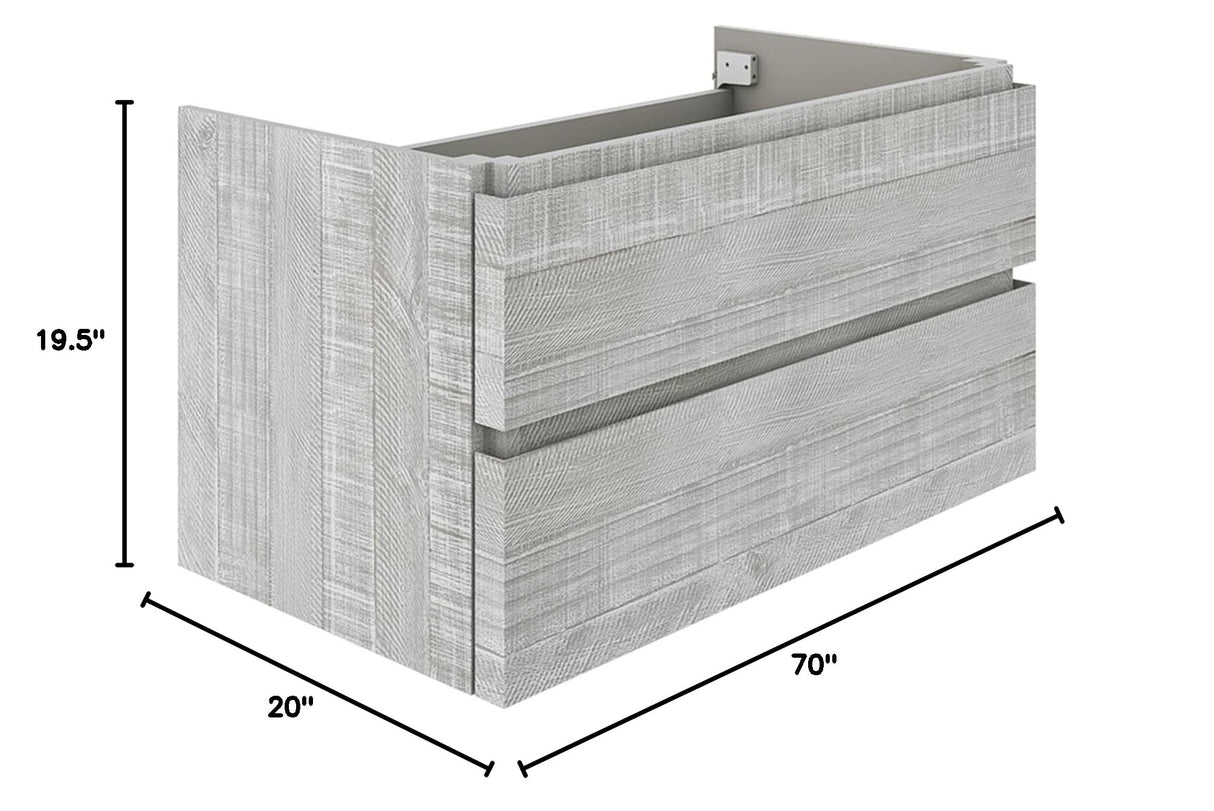 Fresca FCB31-3636ASH Fresca Formosa 70" Wall Hung Double Sink Modern Bathroom Cabinet in Ash