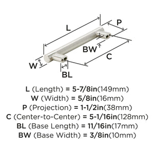 Amerock Kitchen Cabinet Pull Satin Nickel 5-1/16 in (128 mm) Center-to-Center Bronx 1 Pack Furniture Hardware Cabinet Handle Bathroom Drawer Pull