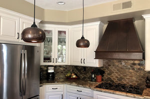 38 Inch 735 CFM Hammered Copper Wall Mounted Euro Range Hood with Slim Baffle Filters