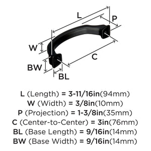 Amerock Cabinet Pull Black Bronze 3 inch (76 mm) Center to Center Revitalize 1 Pack Drawer Pull Drawer Handle Cabinet Hardware