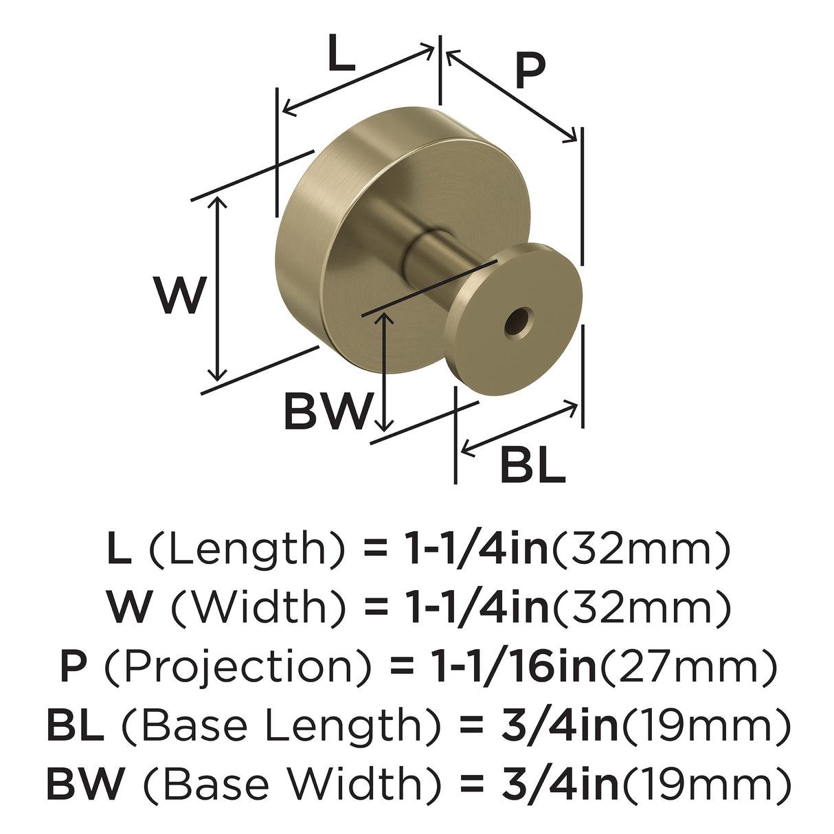 Amerock Cabinet Knob |Golden Champagne 1-1/4 in (32 mm) Diameter Drawer Knob Radius Kitchen and Bath Hardware Furniture Hardware