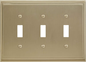 Amerock Wall Plate Golden Champagne 3 Toggle Switch Plate Cover Mulholland 1 Pack Light Switch Cover
