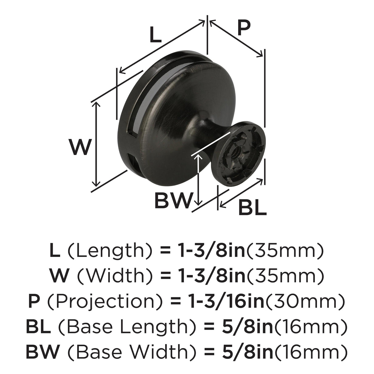 Amerock Cabinet Knob Gunmetal/Frosted 1-3/8 inch (35 mm) Diameter Oberon 1 Pack Drawer Knob Cabinet Hardware