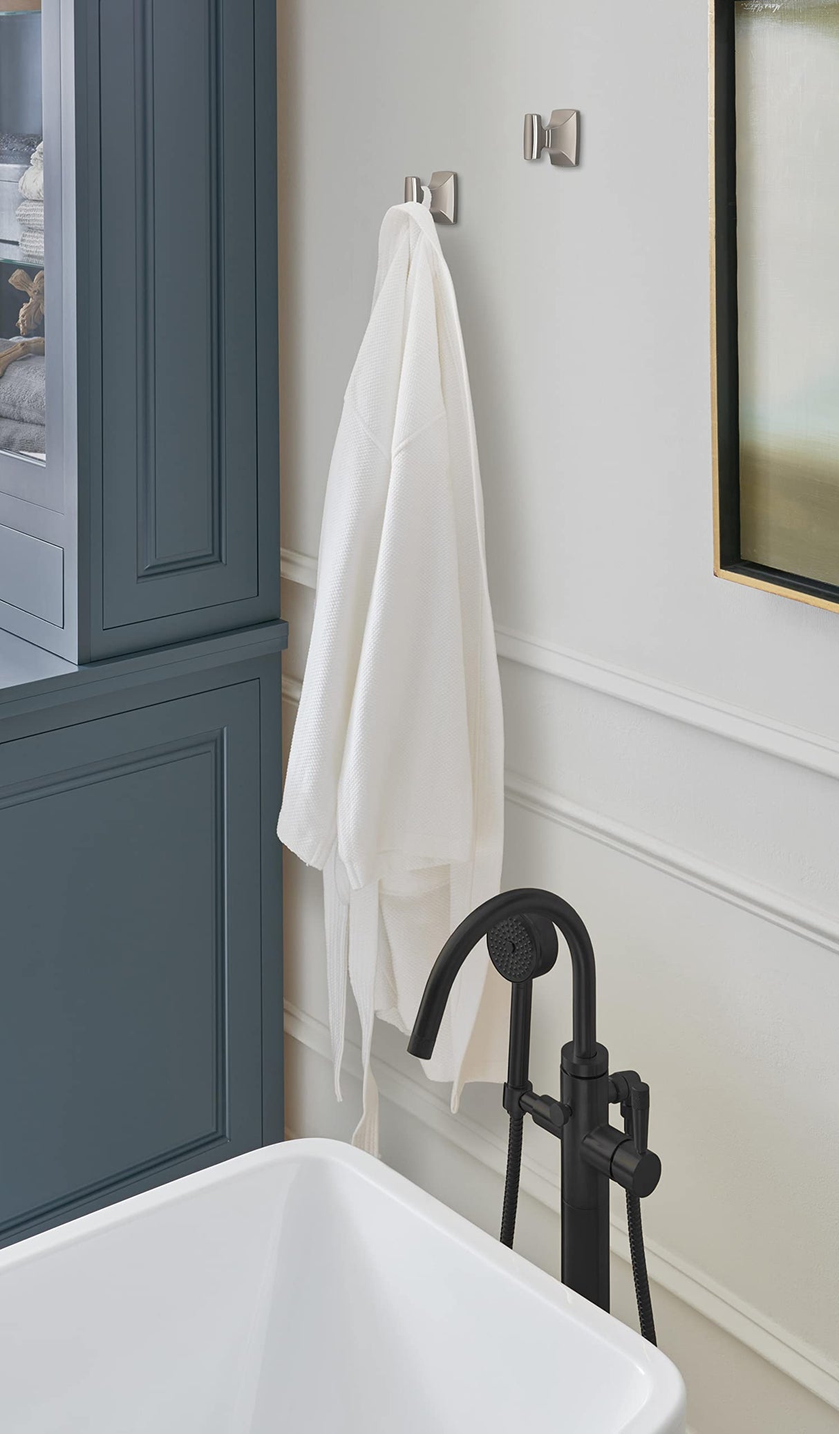 Amerock BH36010G10 Brushed Nickel Single Robe Hook 2-5/8 in. (67 mm) Length Towel Holder Highland Ridge Towel Hook for Bathroom Bathroom Hardware Bath Accessories