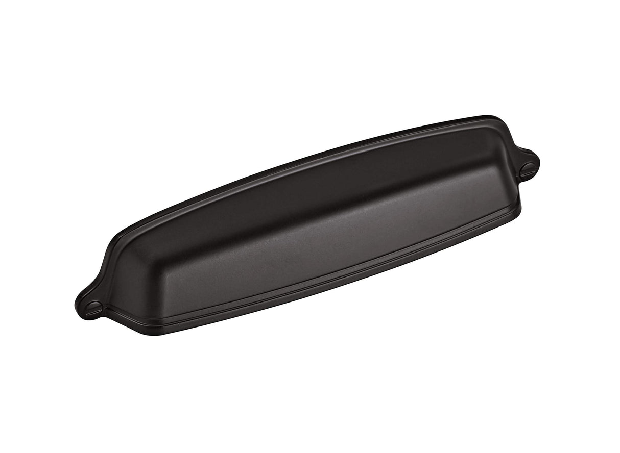 Amerock Cabinet Cup Pull Matte Black 5-1/16 inch (128 mm) Center-to-Center Stature 1 Pack Drawer Pull Drawer Handle Cabinet Hardware