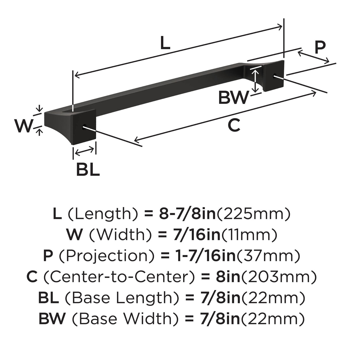 Amerock BP53535BBR Black Bronze Cabinet Pull 8 in (203 mm) Center-to-Center Cabinet Handle Mulholland Drawer Pull Kitchen Cabinet Handle Furniture Hardware