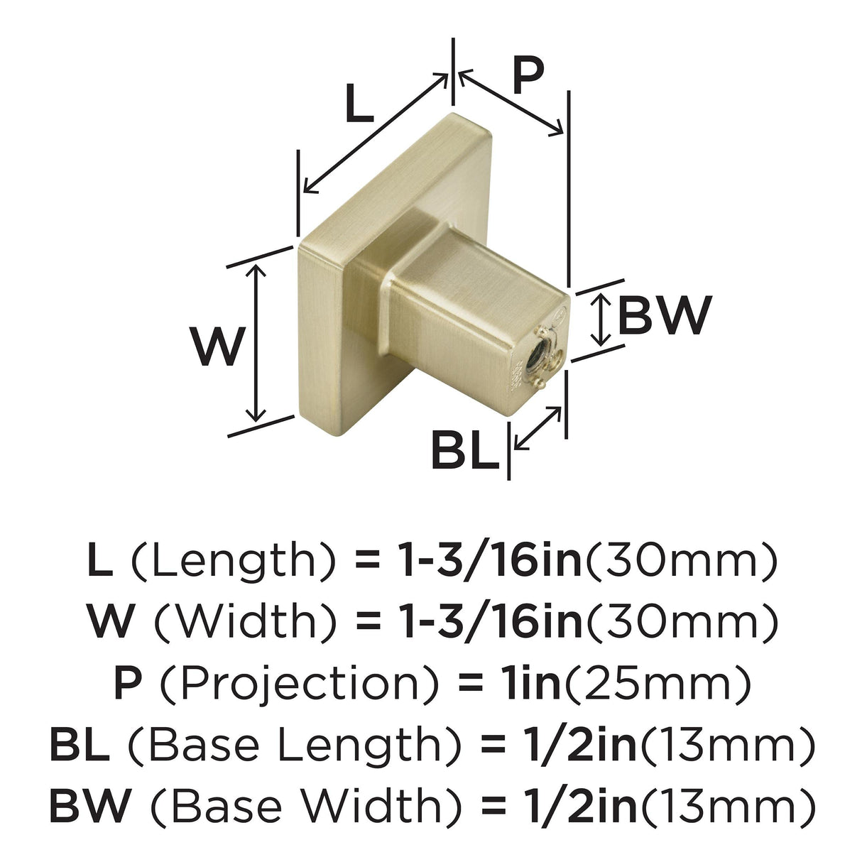 Amerock Cabinet Knob Golden Champagne 1-3/16 inch (30 mm) Length Monument 1 Pack Drawer Knob Cabinet Hardware