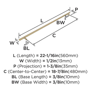 Amerock Cabinet Pull Golden Champagne 18-7/8 inch (480 mm) Center to Center Bar Pulls 1 Pack Drawer Pull Drawer Handle Cabinet Hardware
