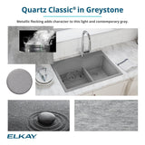 Elkay Quartz Classic ELGHU3322RMC0 Mocha Offset 60/40 Double Bowl Undermount Sink with Aqua Divide