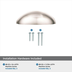 Amerock Cabinet Cup Pull Satin Nickel 3 inch (76 mm) Center-to-Center Ravino 1 Pack Drawer Pull Drawer Handle Cabinet Hardware