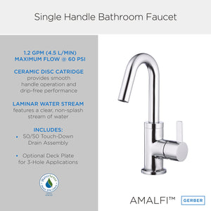 Gerber D222530 Chrome Amalfi Single Handle Lavatory Faucet