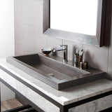 NSL3619-S Native Stone Trough Bathroom Sink, 36" x 19", Slate, Single Faucet Hole