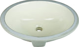 Hardware Resources H8809 15-9/16" L x 13" W  Parchment Oval Undermount Porcelain Bathroom Sink With Overflow