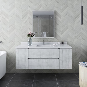 Fresca FVN31-123012RWH Fresca Formosa 54" Wall Hung Modern Bathroom Vanity w/ Mirror in Rustic White
