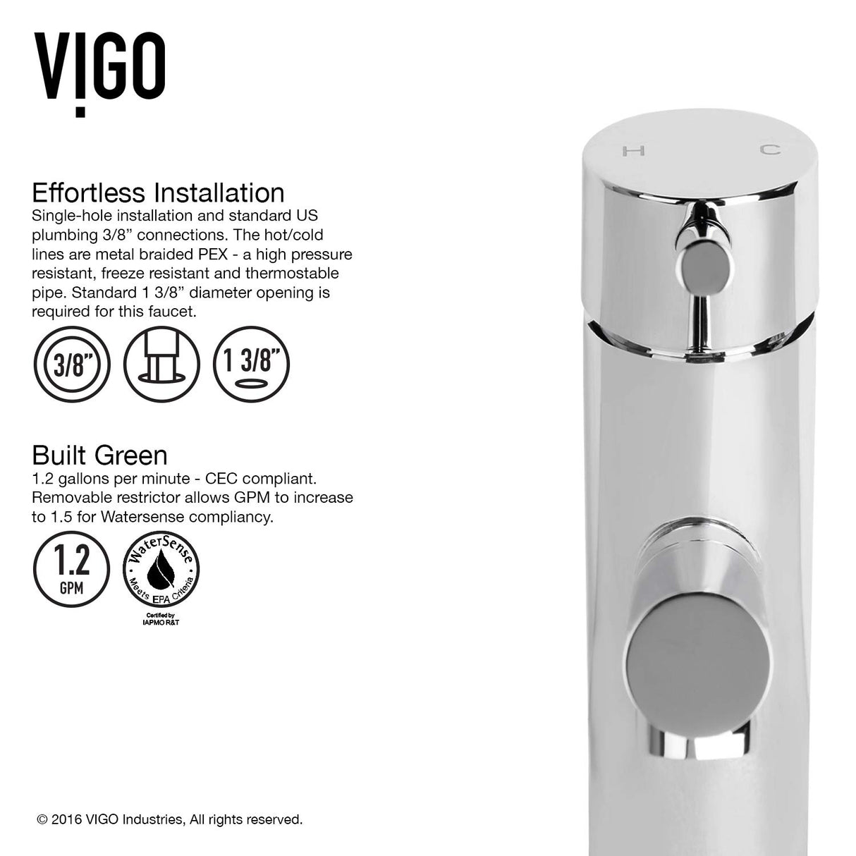 VIGO Noma 7.75 inch H Single Hole Single Handle Single Hole Bathroom Faucet in Chrome - Bathroom Sink Faucet VG01009CH